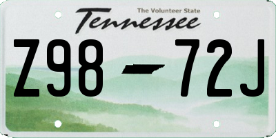 TN license plate Z9872J