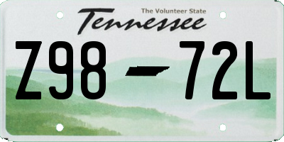 TN license plate Z9872L