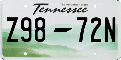 TN license plate Z9872N