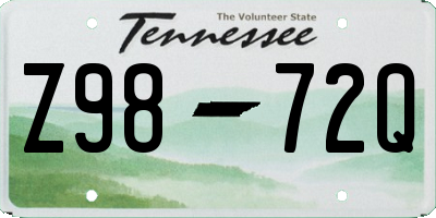 TN license plate Z9872Q