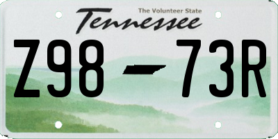 TN license plate Z9873R