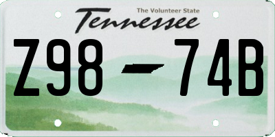 TN license plate Z9874B
