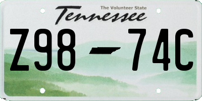 TN license plate Z9874C