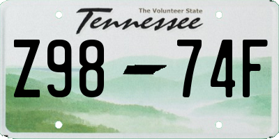 TN license plate Z9874F