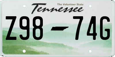 TN license plate Z9874G