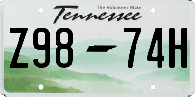 TN license plate Z9874H