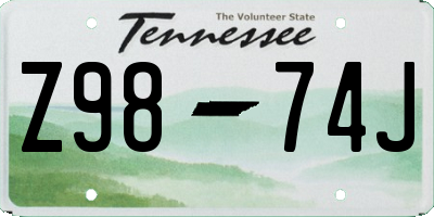 TN license plate Z9874J