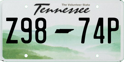 TN license plate Z9874P