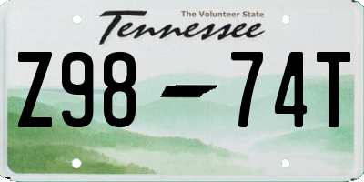 TN license plate Z9874T