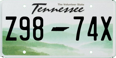 TN license plate Z9874X