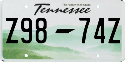 TN license plate Z9874Z