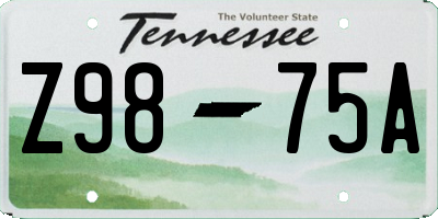 TN license plate Z9875A