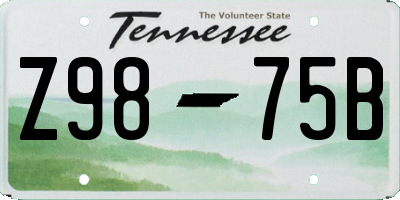 TN license plate Z9875B