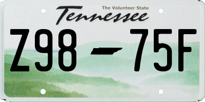 TN license plate Z9875F