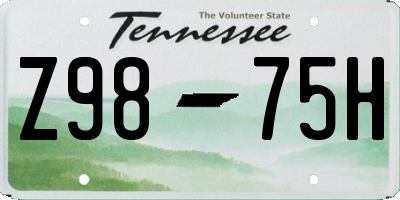 TN license plate Z9875H