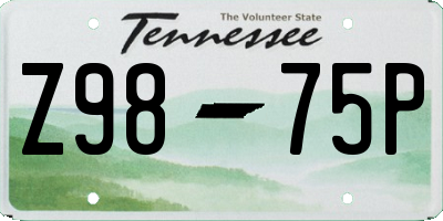 TN license plate Z9875P