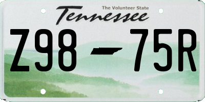 TN license plate Z9875R