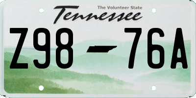 TN license plate Z9876A