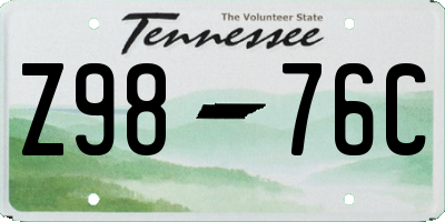 TN license plate Z9876C