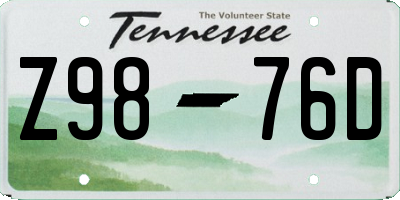 TN license plate Z9876D