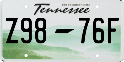 TN license plate Z9876F