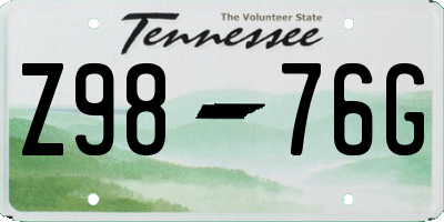 TN license plate Z9876G