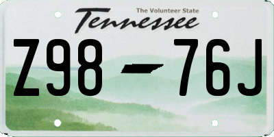 TN license plate Z9876J