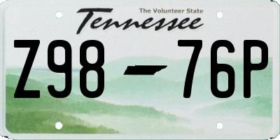 TN license plate Z9876P