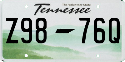 TN license plate Z9876Q