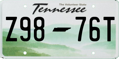 TN license plate Z9876T