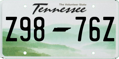 TN license plate Z9876Z