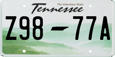 TN license plate Z9877A
