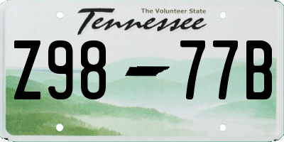 TN license plate Z9877B