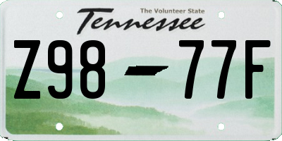 TN license plate Z9877F