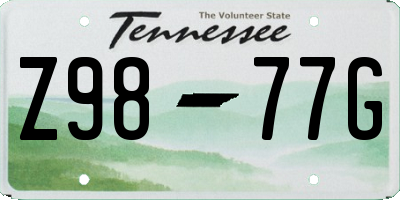 TN license plate Z9877G