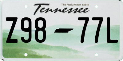 TN license plate Z9877L