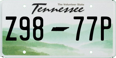 TN license plate Z9877P