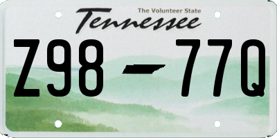 TN license plate Z9877Q