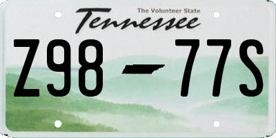 TN license plate Z9877S