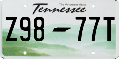 TN license plate Z9877T