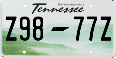 TN license plate Z9877Z