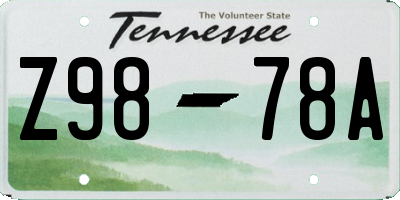 TN license plate Z9878A