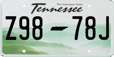 TN license plate Z9878J