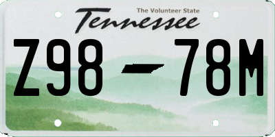 TN license plate Z9878M
