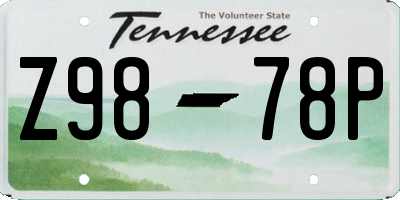 TN license plate Z9878P
