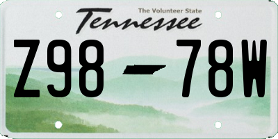 TN license plate Z9878W