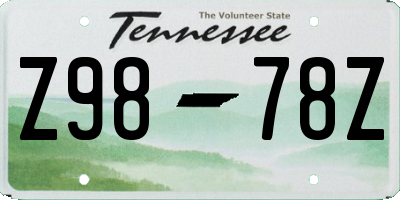 TN license plate Z9878Z