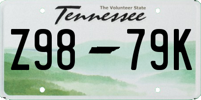 TN license plate Z9879K