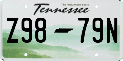 TN license plate Z9879N