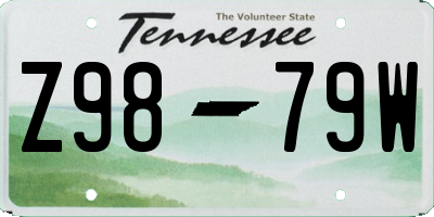 TN license plate Z9879W